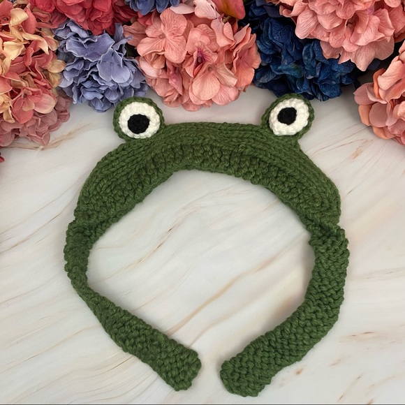 Green Frog Knit Headband & Ear Warmer with Long Ties - Picture 6 of 15